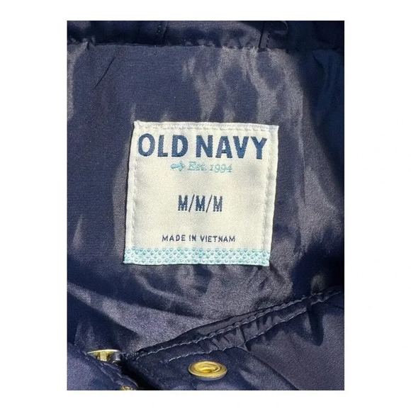 Old Navy Women's Quilted Hooded Rain Jacket Blue Size Medium Mid-Length Casual - Picture 4 of 7